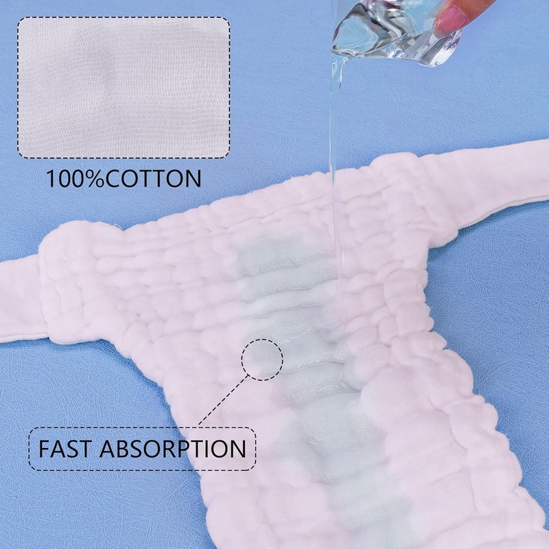 Max Shape 6 Pack Wearable Cotton Cloth Dipper Pants for Baby Girls and Boys,Adjustable Cotton Diaper 13 Layers - Image 2